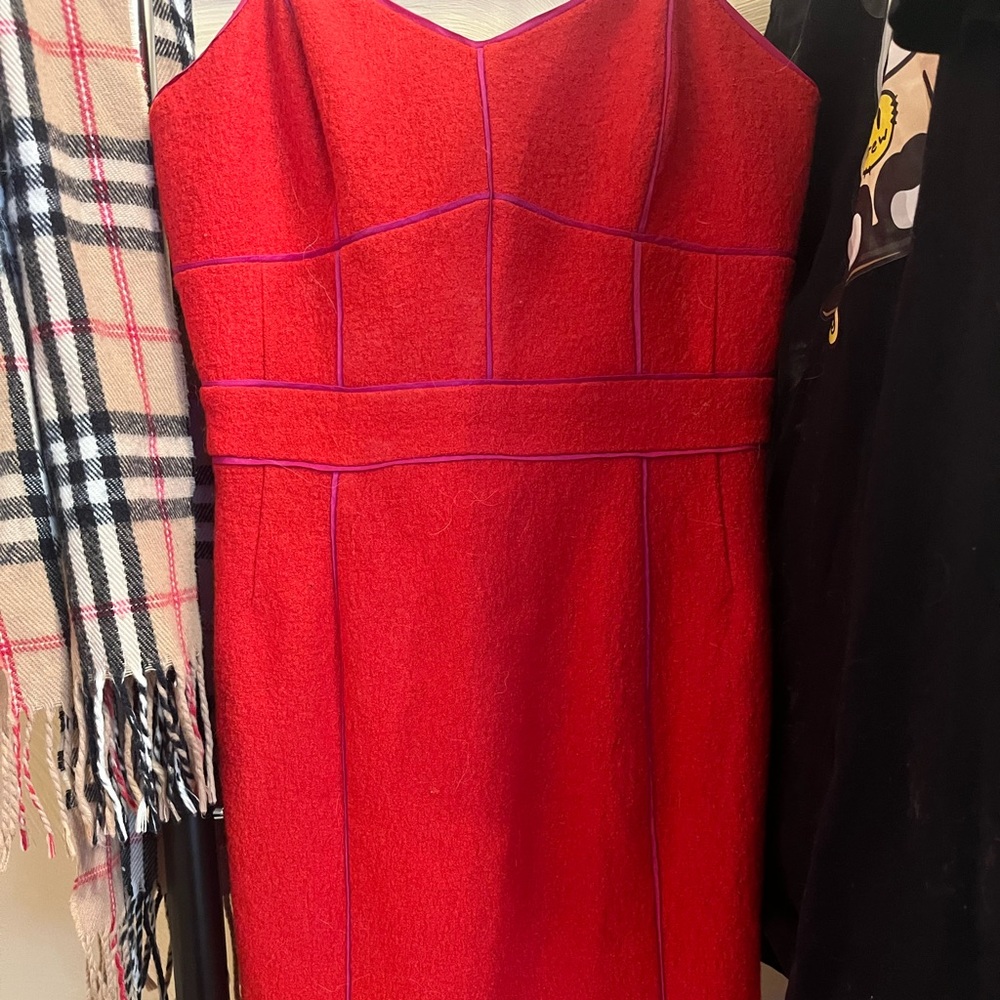 banana republic red purple pencil dress